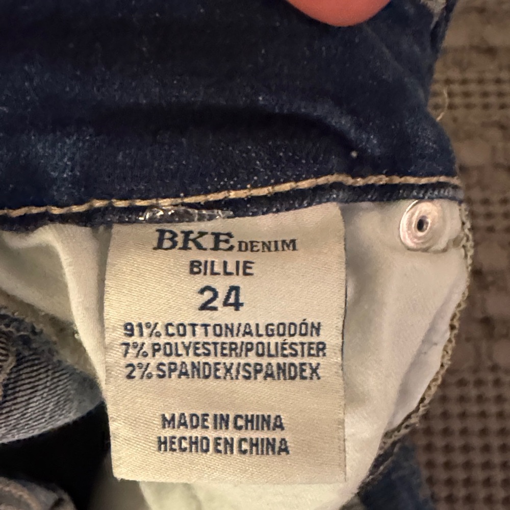 BKE Distressed Dark Blue Straight Leg Jeans - Picture 2 of 3